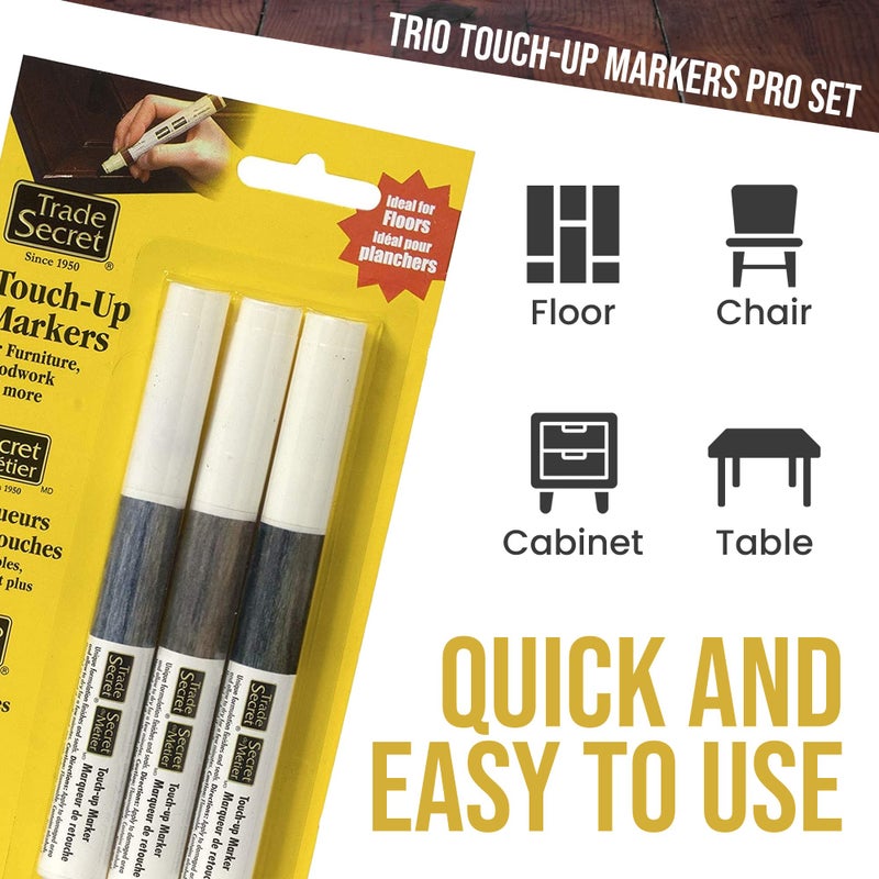 Trade Secret Trio Touch-Up Furniture Repair Markers (Grey Trends), Covers Nicks and Scratches, Floors, Cabinets, Tables - Image 3